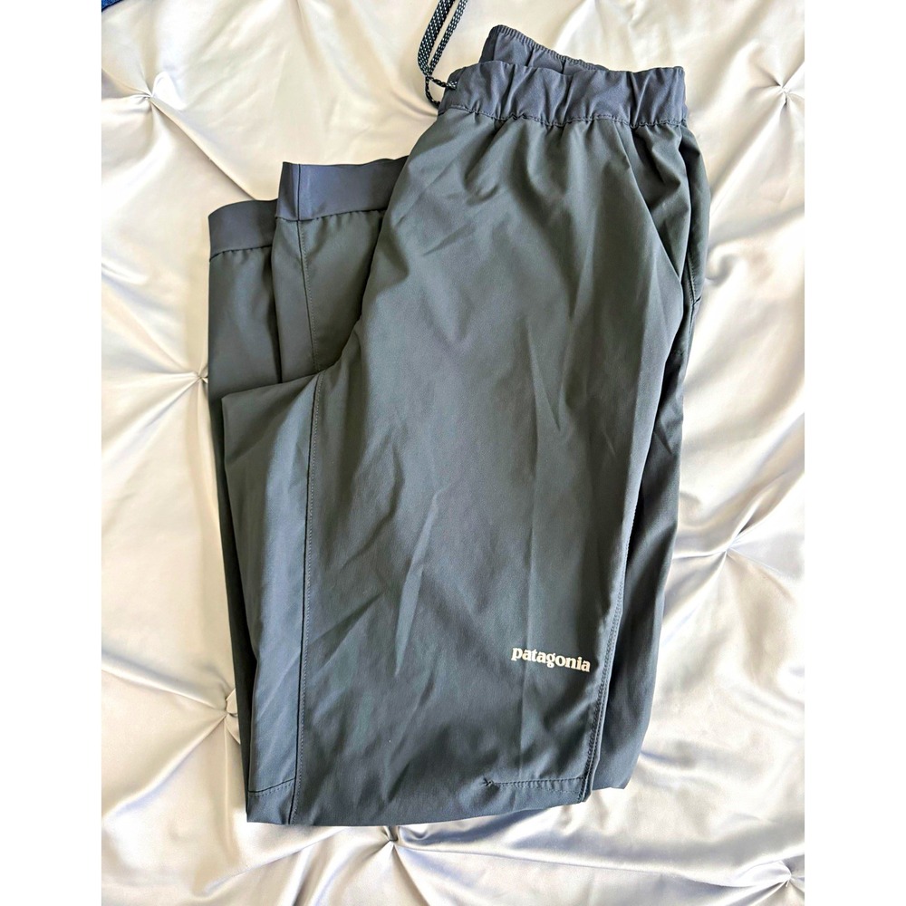 Patagonia Unisex Adults Sweatpants Gray Polyester Solid Drawstring Logo
